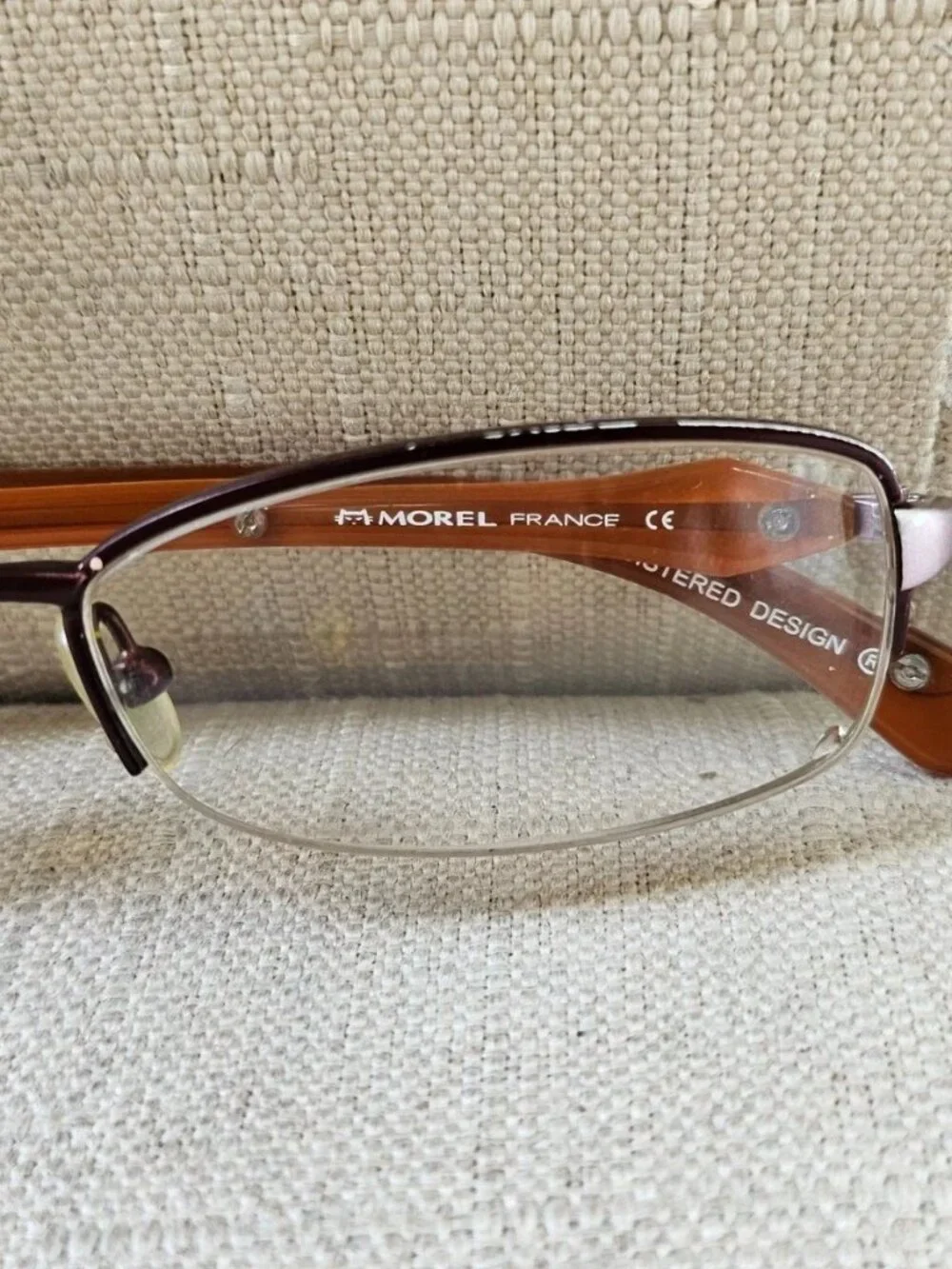 Morel France Women Eyeglasses Frame Brown/Orange/Lilac Tone Half Rim Glasses